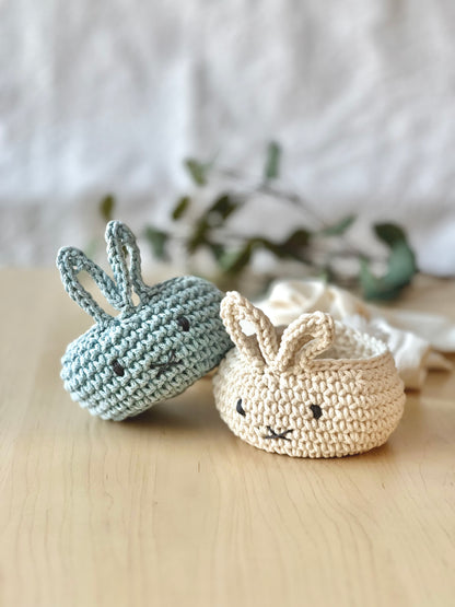 Hand-crocheted Easter Bunny Basket, 100% Cotton