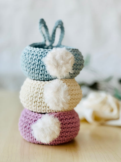 Hand-crocheted Easter Bunny Basket, 100% Cotton