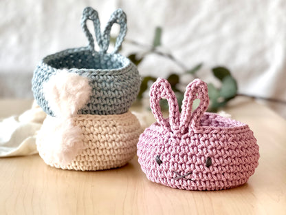 Hand-crocheted Easter Bunny Basket, 100% Cotton