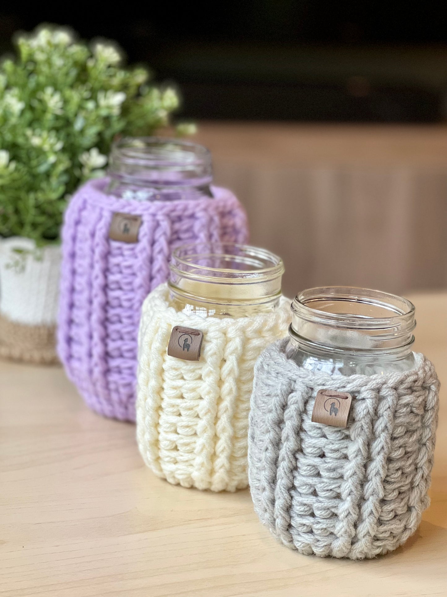 Mason Jar Cozy in 2 sizes Crochet Pattern - Instant Download PDF