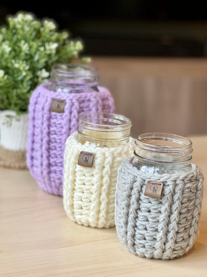 Mason Jar Cozy in 2 sizes Crochet Pattern - Instant Download PDF