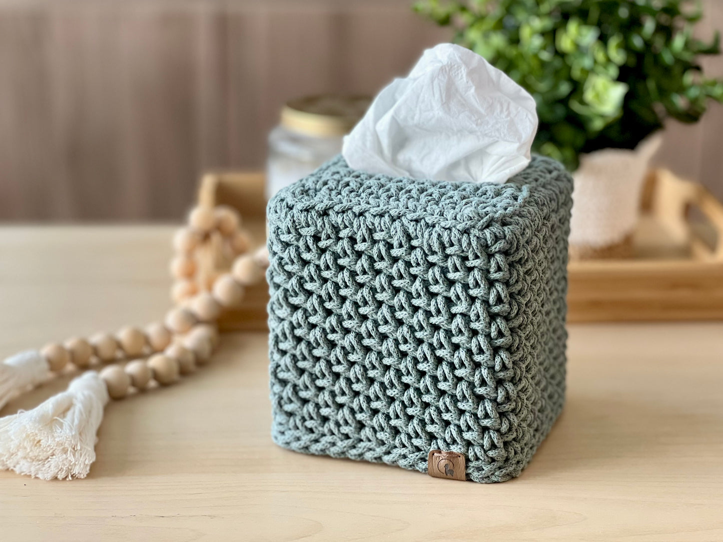 Crocheted Square Tissue Box Cover - Modern Cotton Boutique Box Sleeve