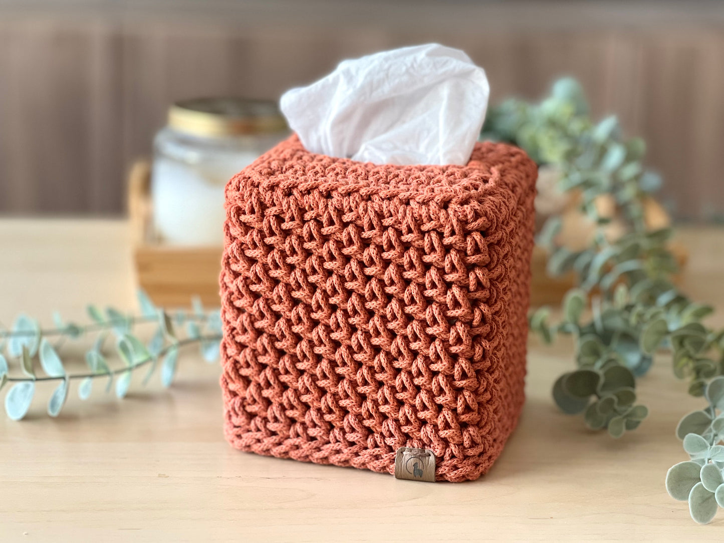 Crocheted Square Tissue Box Cover - Modern Cotton Boutique Box Sleeve