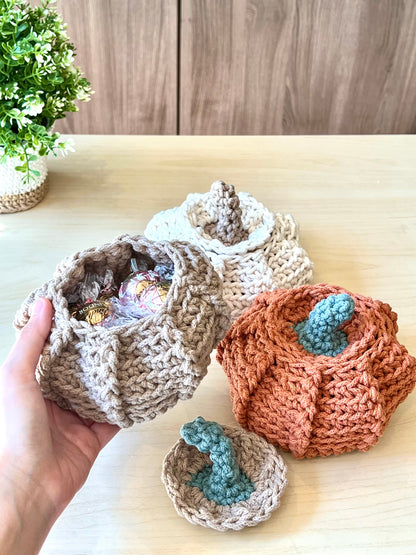 Pumpkin Basket Crochet Pattern - Instant Download PDF