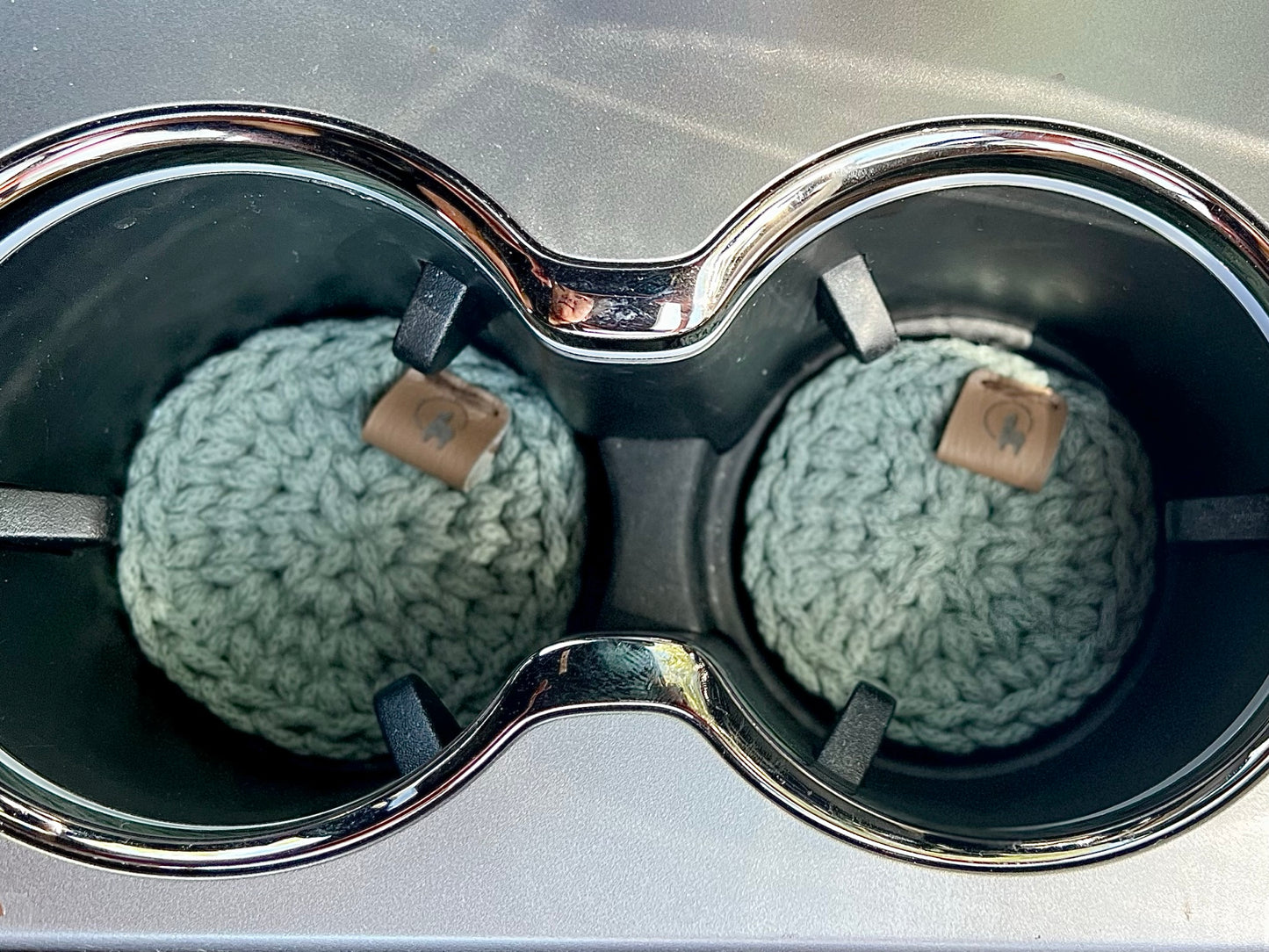 Crocheted Car Coasters with Removal Tab (Set of 2)