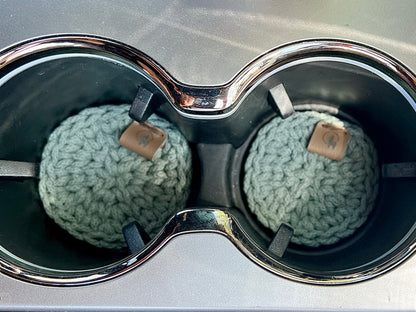 Crocheted Car Coasters with Removal Tab (Set of 2)