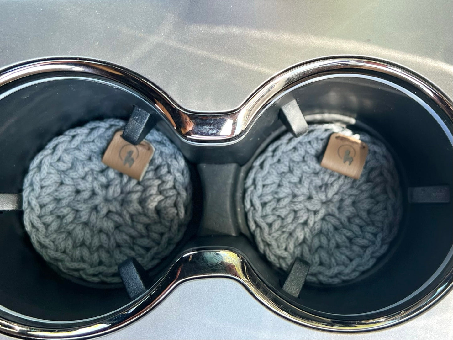 Crocheted Car Coasters with Removal Tab (Set of 2)