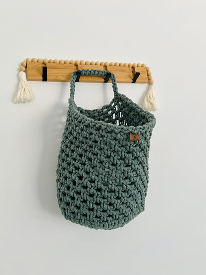 Crochet Cotton Hanging Basket - Heavy-Duty Wall Organizer & Storage Bin