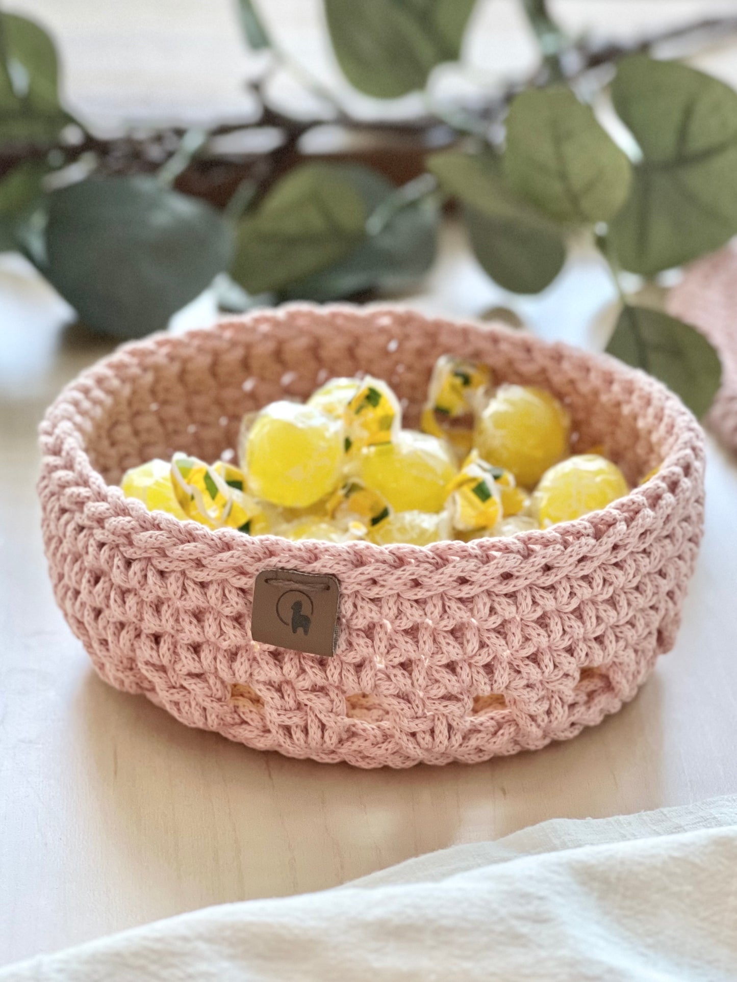 Hand-crocheted Round Basket (5.5")