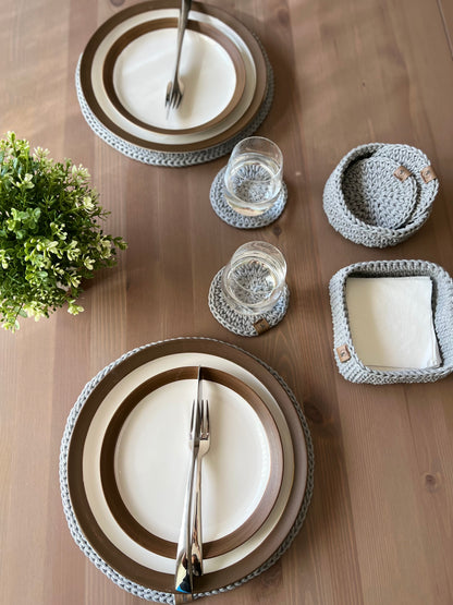 Hand-crocheted Round Placemat - Modern Cotton Table Mat (2 Sizes)