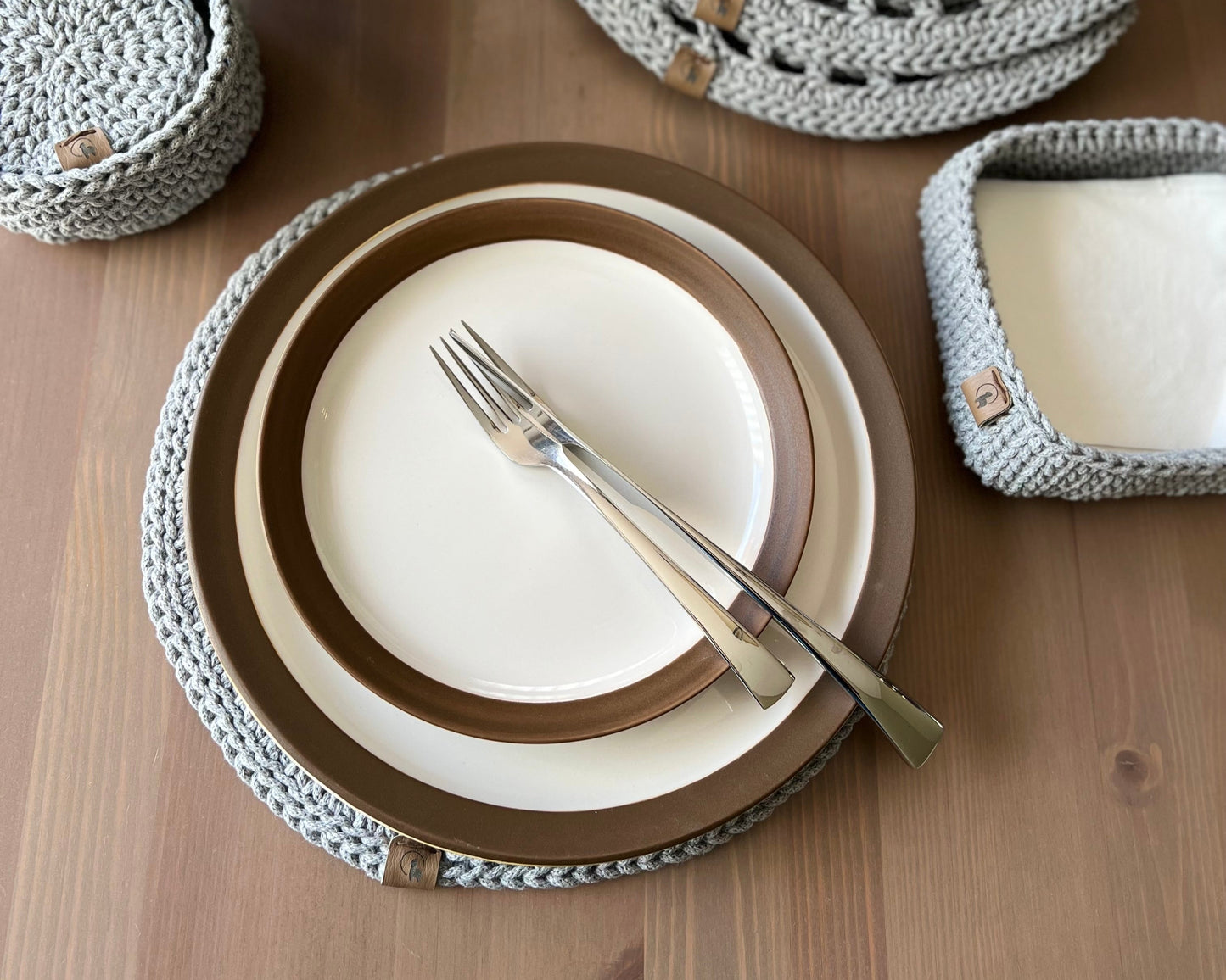 Hand-crocheted Round Placemat - Modern Cotton Table Mat (2 Sizes)