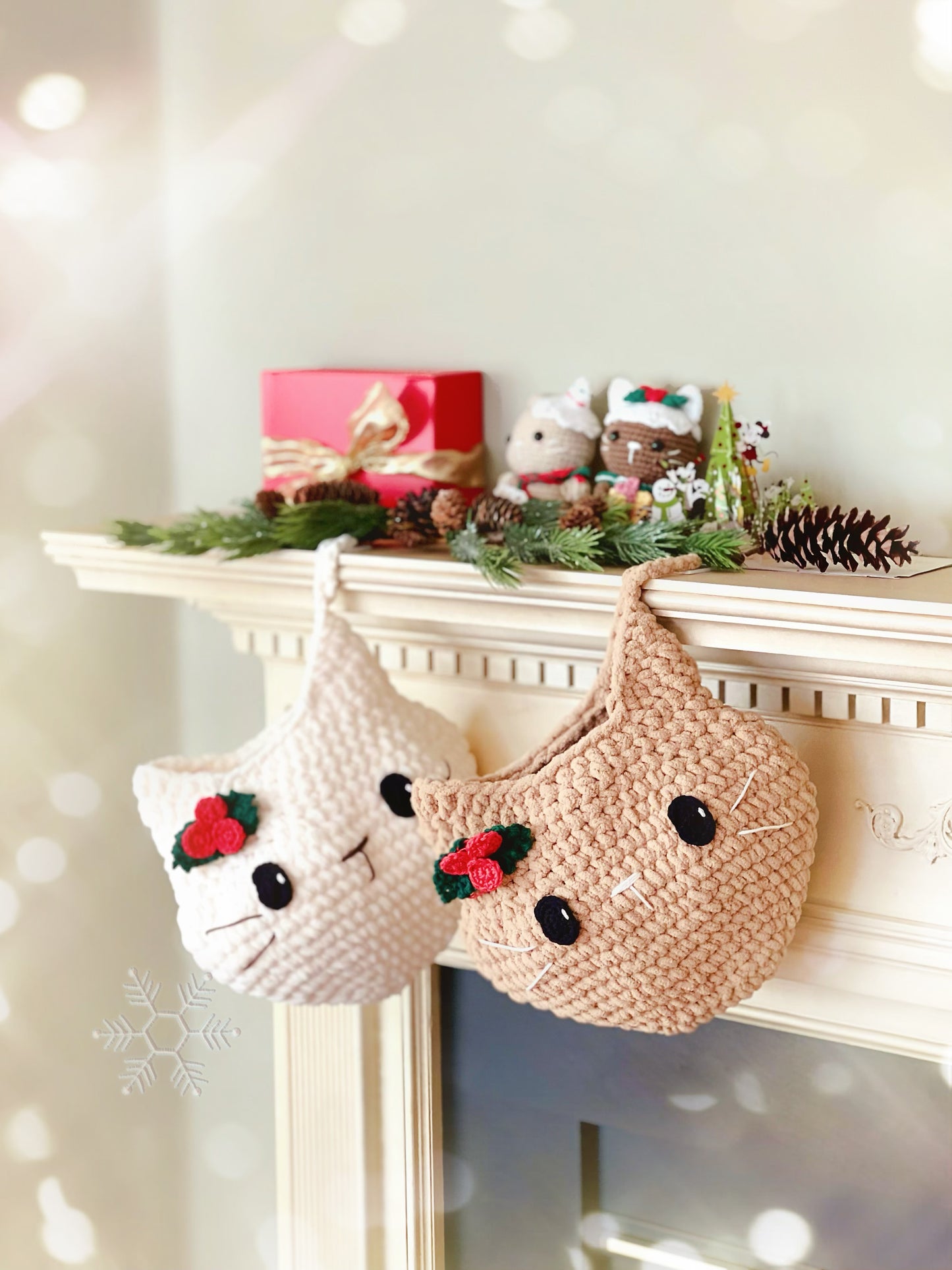 Christmas Cat Stocking Crochet Pattern - Instant Download PDF