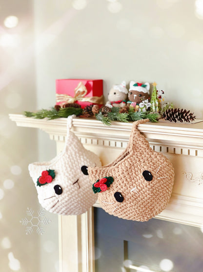 Christmas Cat Stocking Crochet Pattern - Instant Download PDF