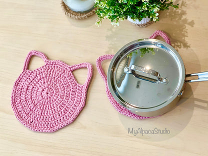 Cat Potholder & Dish Scrubby Crochet Pattern - Instant Download PDF
