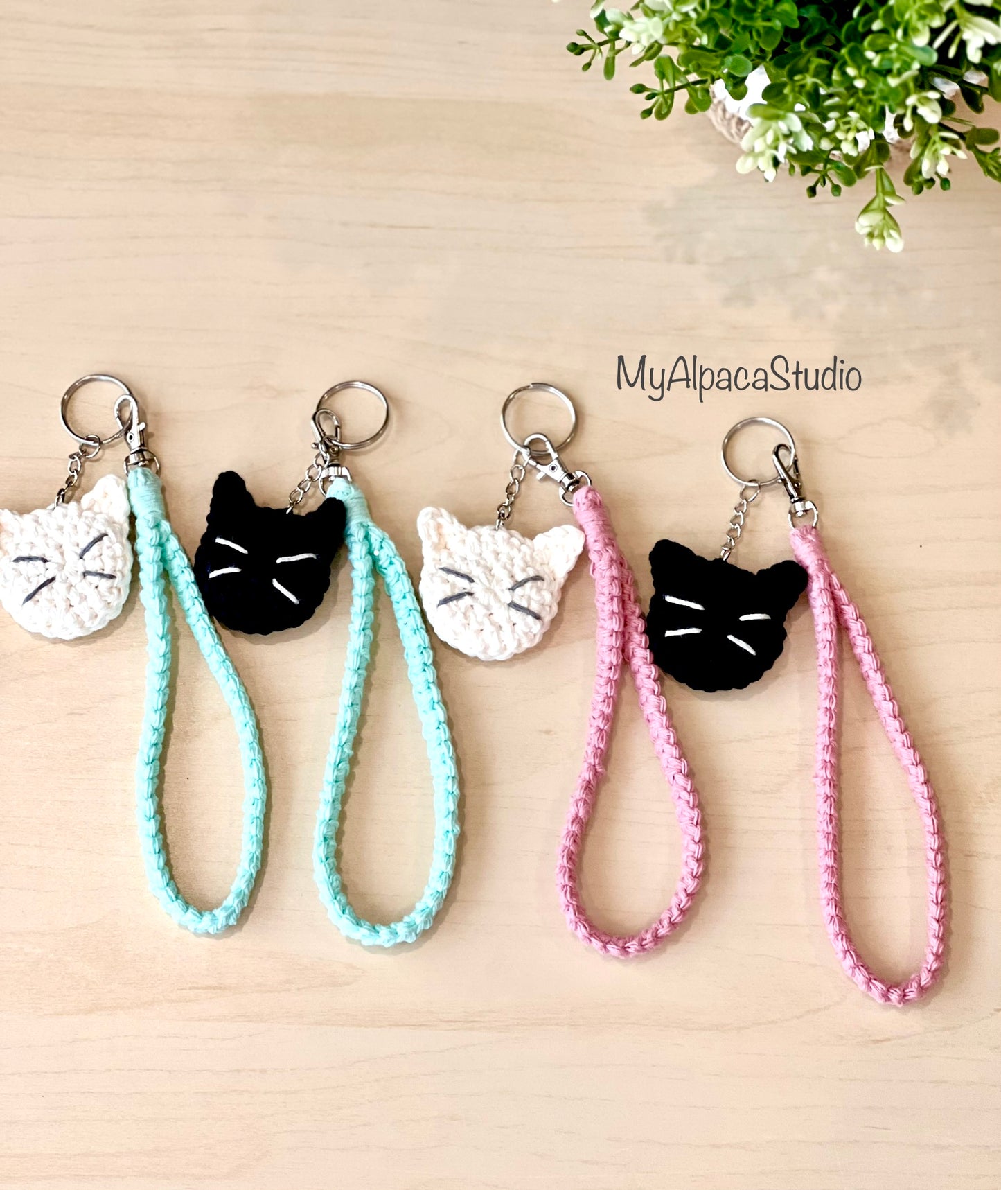 Cat Keychain Wristlet Crochet Pattern - Instant Download PDF