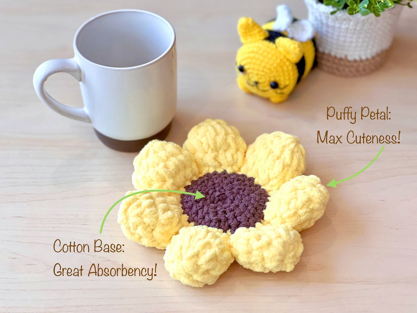 No-Sew Puffy Flower Crochet PATTERN (PDF Download)