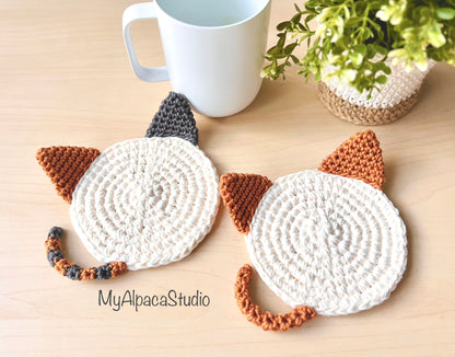 Minimalist Two-Tone Cat Coasters - Set of 2