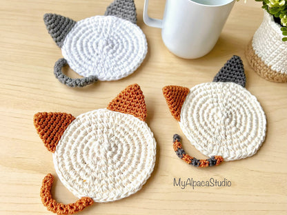 Minimalist Two-Tone Cat Coasters - Set of 2