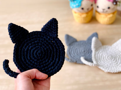 Minimalist Cat Coaster Crochet Pattern - Instant Download PDF
