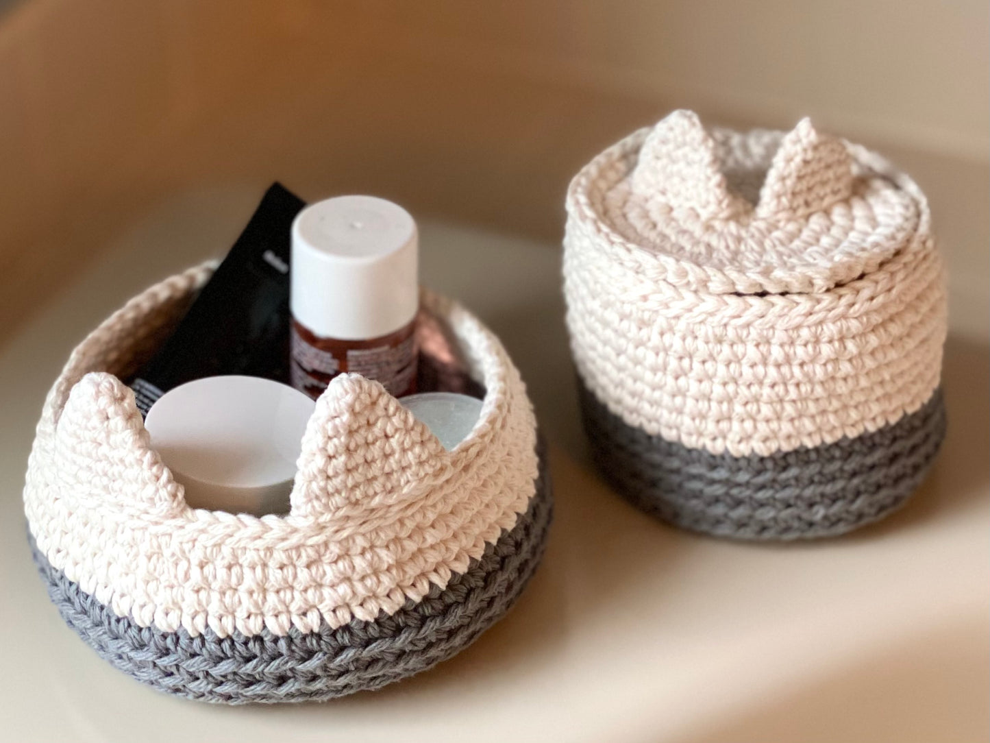 Cat Organizer Basket Set Crochet Pattern - Instant Download PDF