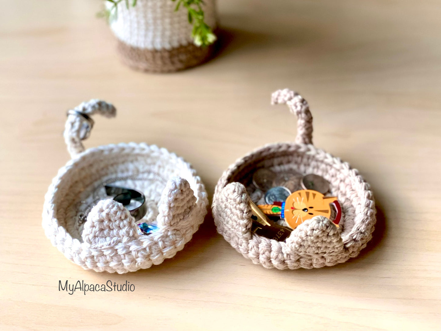 Hand-crocheted Cat Trinket Dish