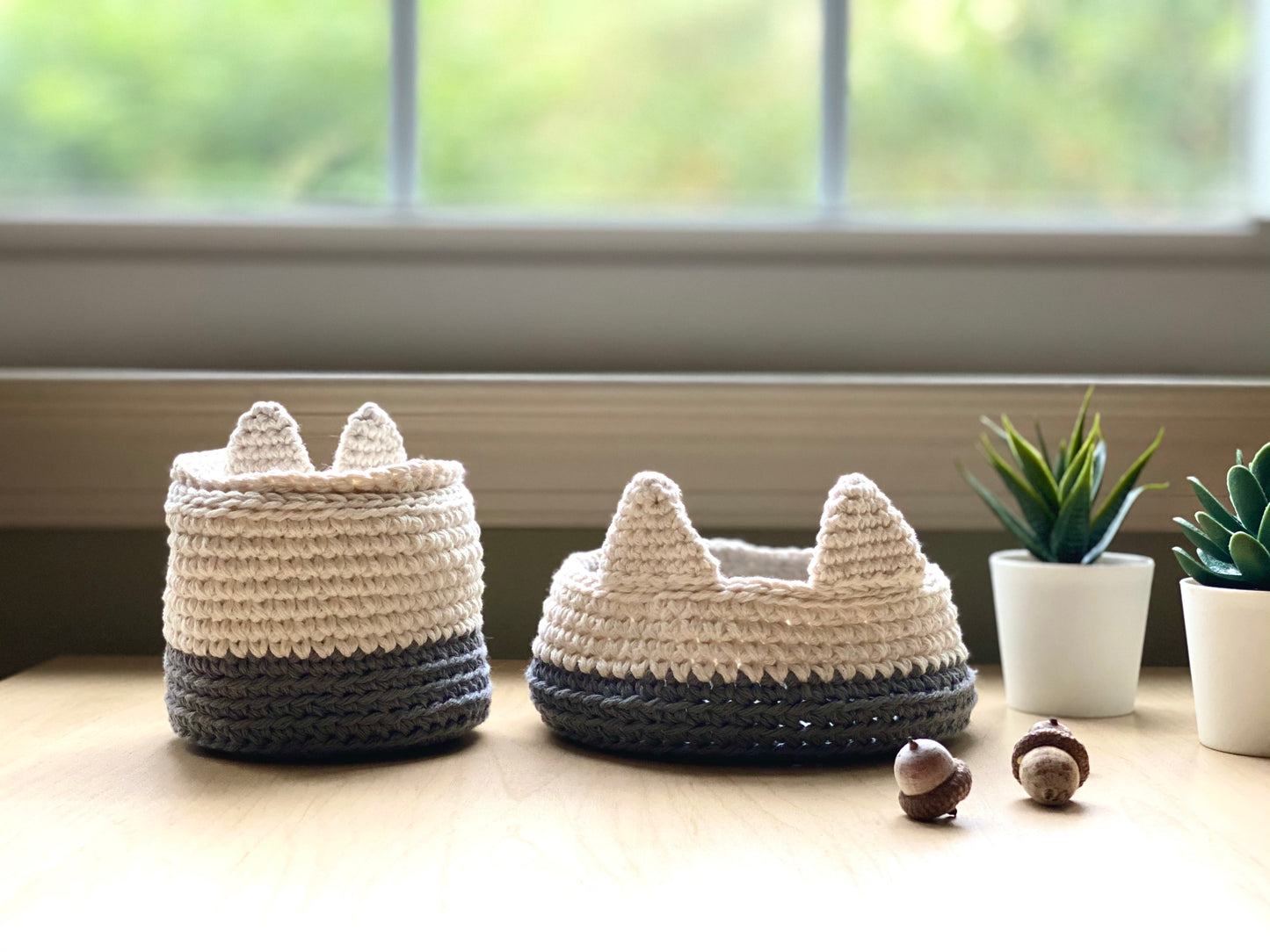 Cat Organizer Basket Set Crochet Pattern - Instant Download PDF