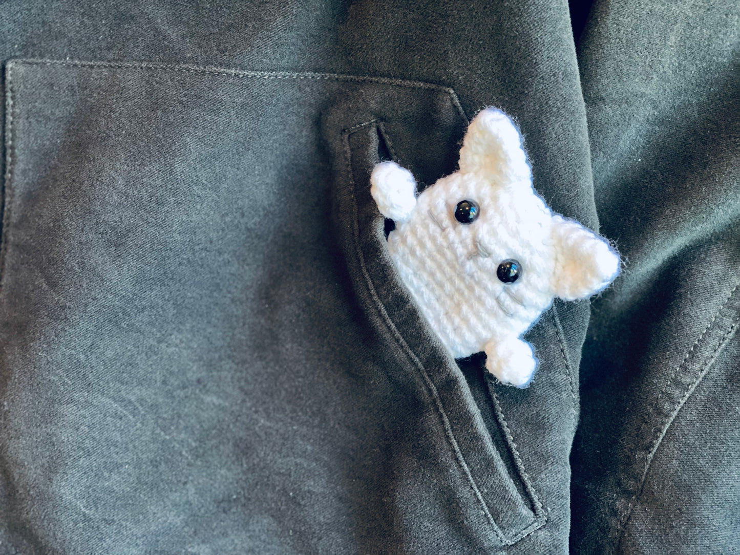 Ghost Cat Pocket Doll Crochet Pattern - Instant Download PDF