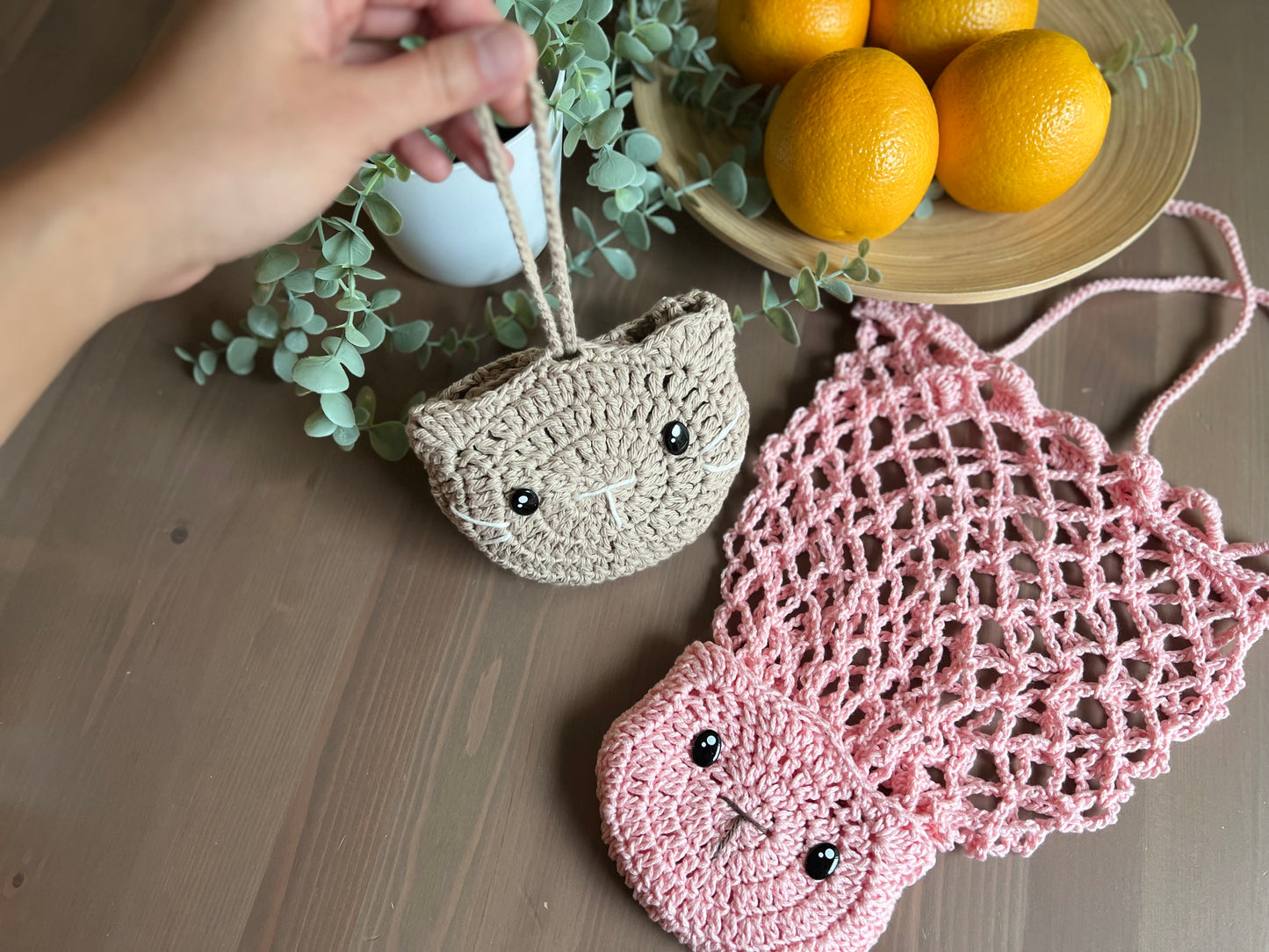 Cat Foldable Market Bag Crochet Pattern - Instant Download PDF