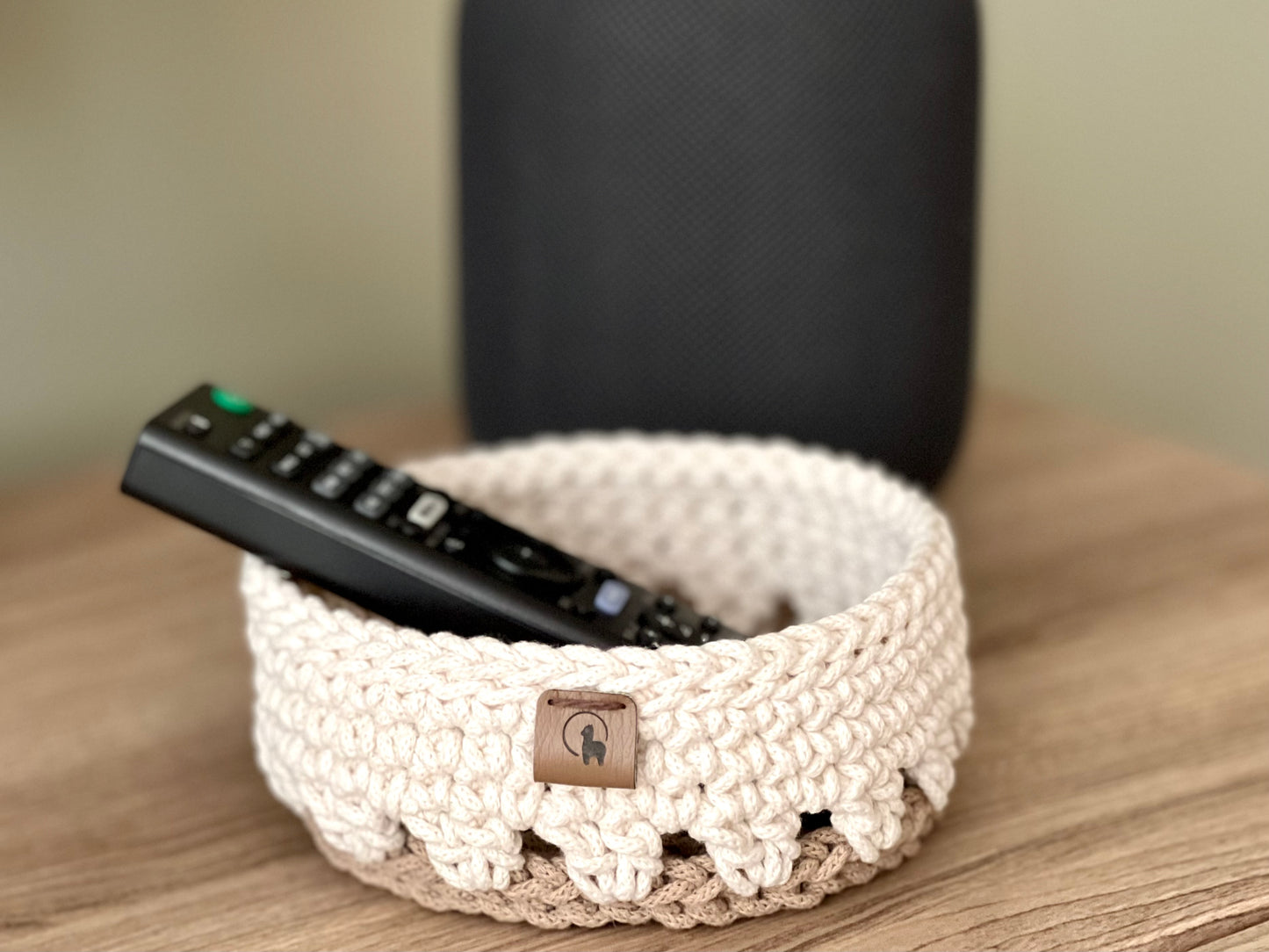 Hand-crocheted Round Basket (5.5")