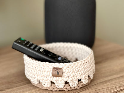 Hand-crocheted Round Basket (5.5")