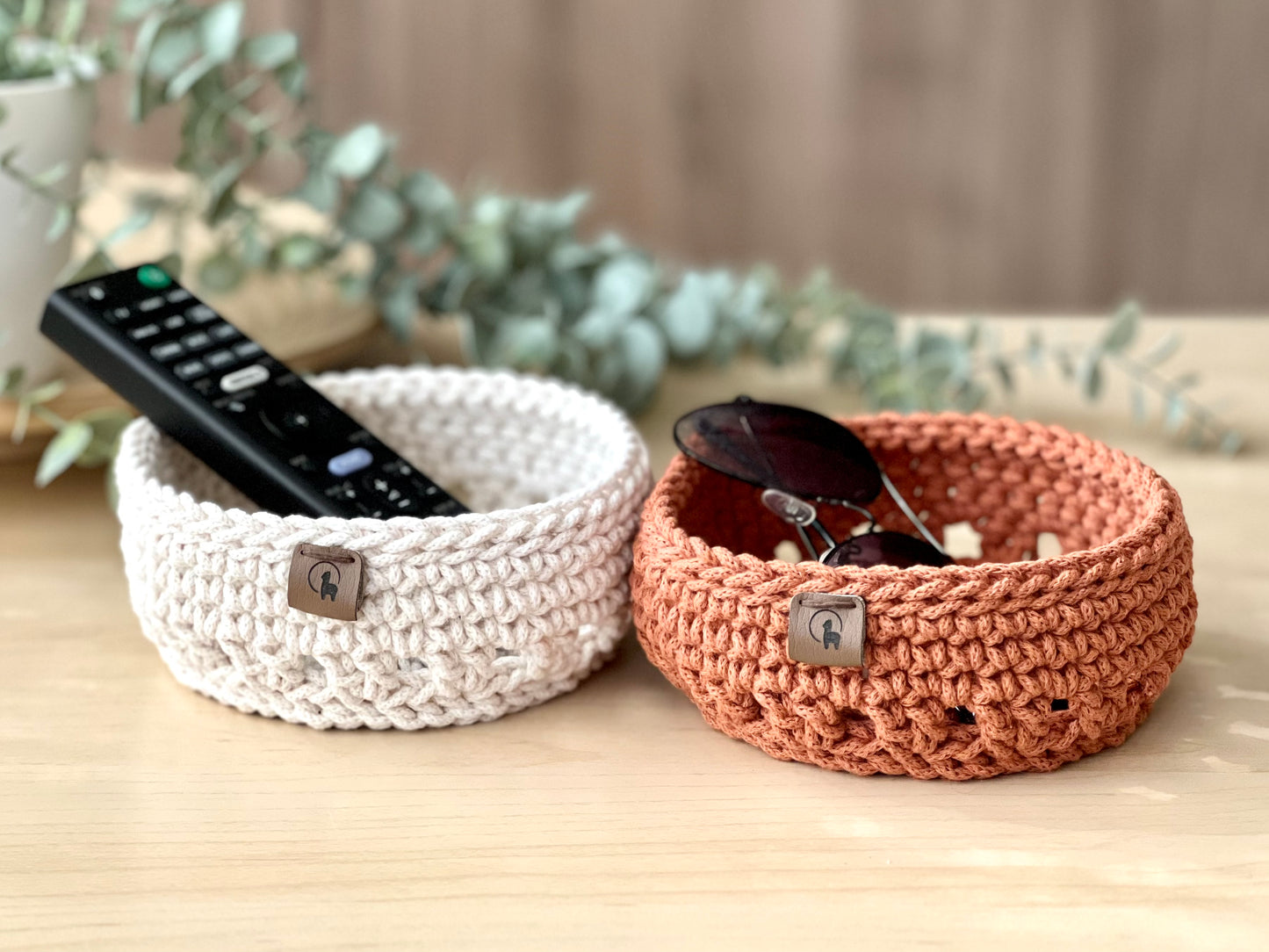 Hand-crocheted Round Basket (5.5")