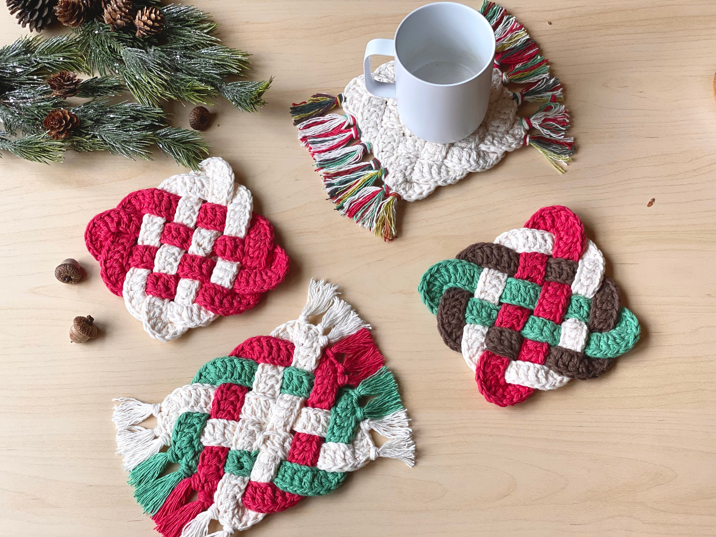 Cheery Mug Rug Crochet Pattern - Instant Download PDF