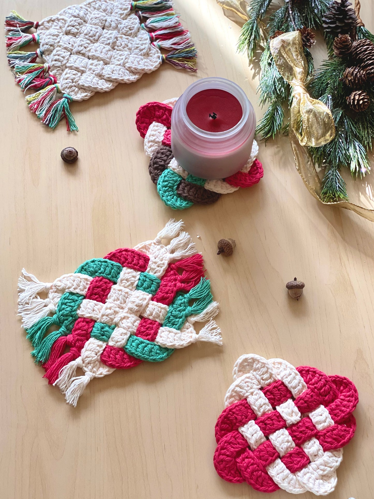 Cheery Mug Rug Crochet Pattern - Instant Download PDF