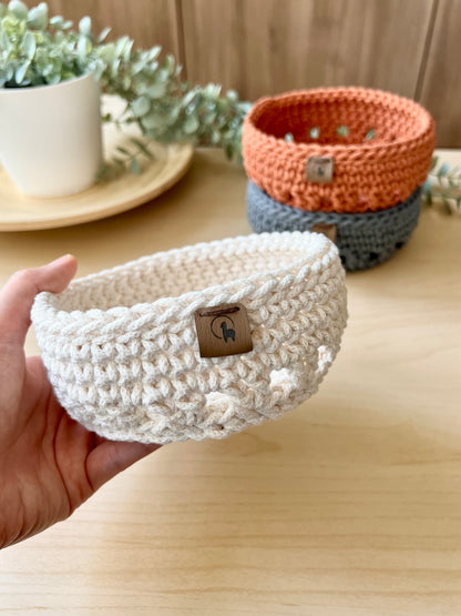 Hand-crocheted Round Basket (5.5")