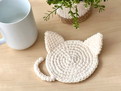 Minimalist Hand-crocheted Cat Coasters - Set of 2