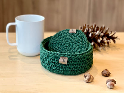 Hand-crocheted Coasters & Holder - Set of 4, 6, or 8