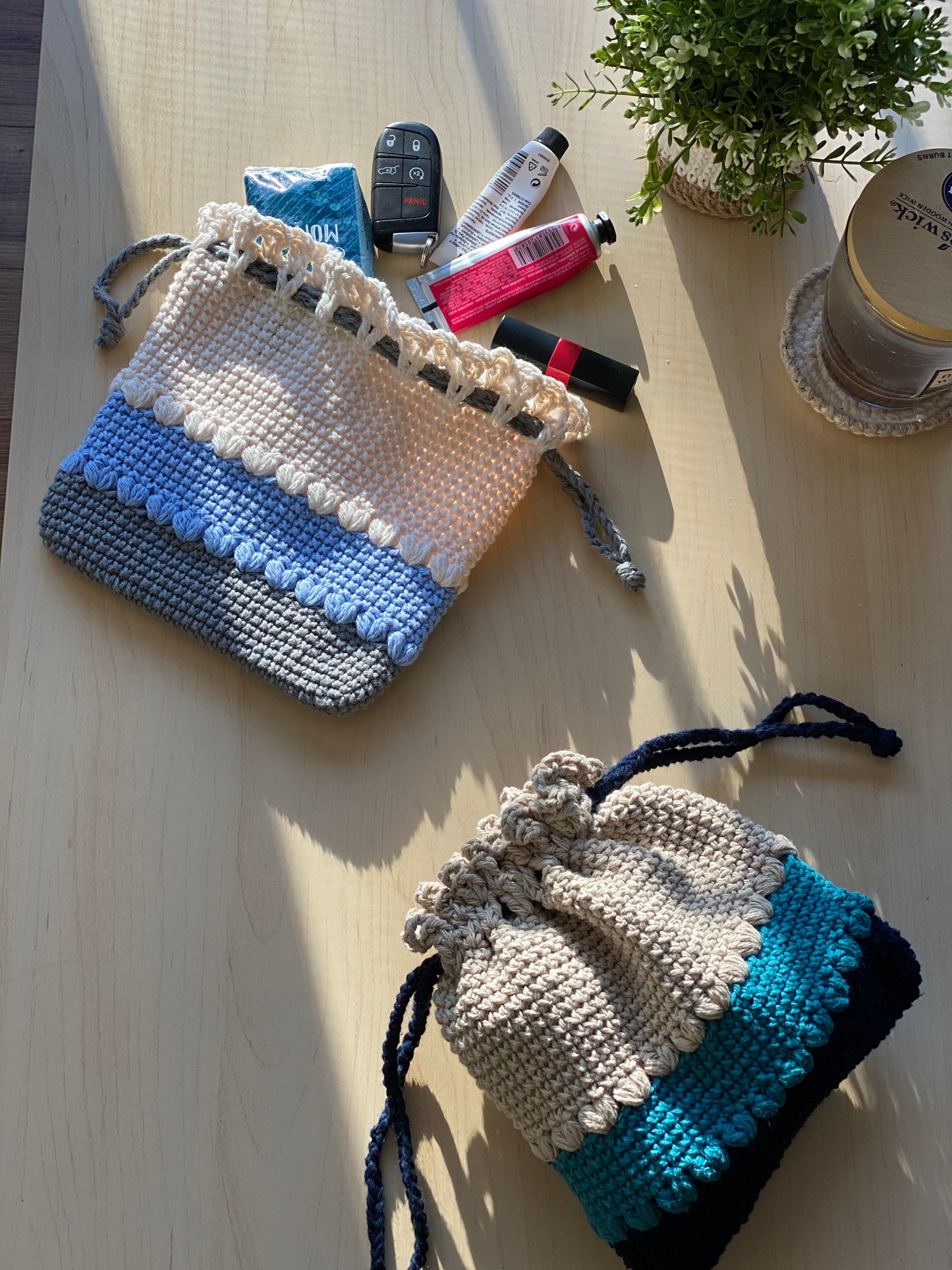Minimalist Drawstring Pouch Crochet Pattern - Instant Download PDF