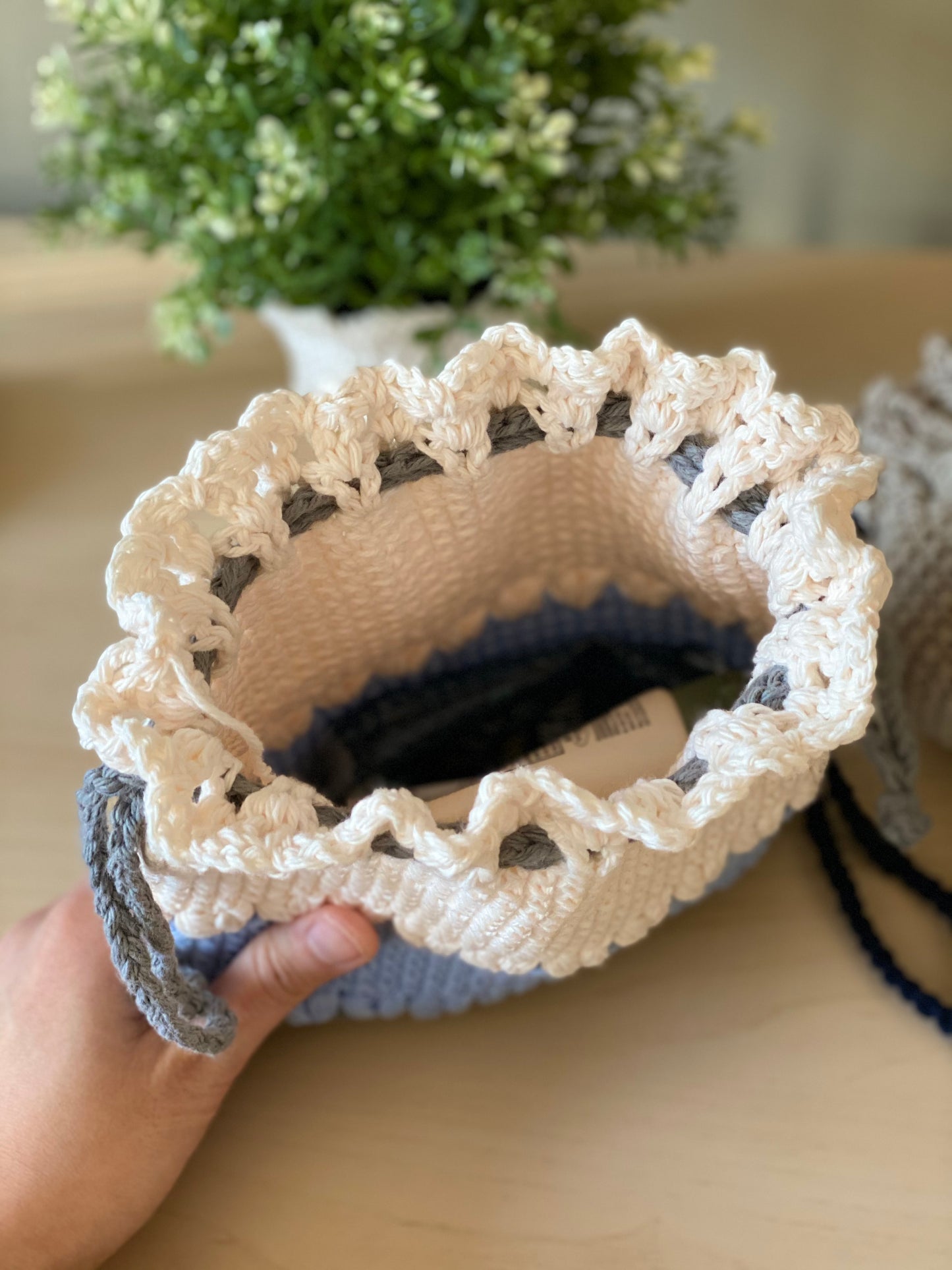 Minimalist Drawstring Pouch Crochet Pattern - Instant Download PDF