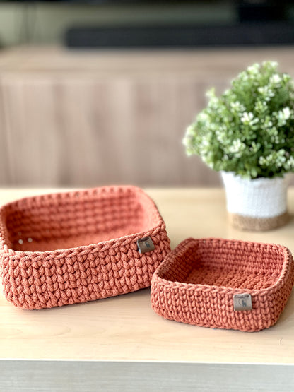 Matta Square Basket in 2 sizes (6" &  8") Crochet Pattern - Instant Download PDF + VIDEO