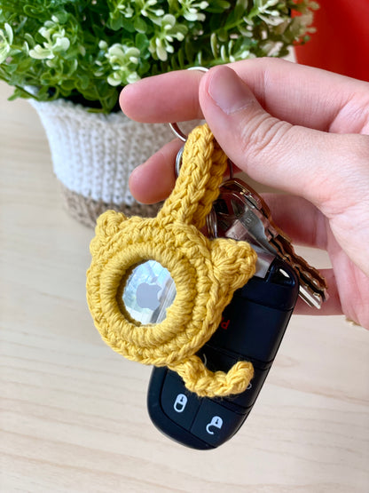 AirTag Holder Keychain in 2 design Crochet Pattern - Instant Download PDF
