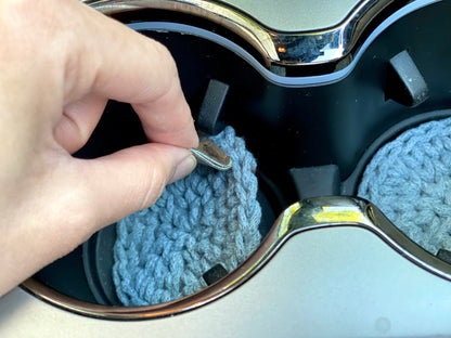 Crocheted Car Coasters with Removal Tab (Set of 2)