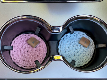 Crocheted Car Coasters with Removal Tab (Set of 2)
