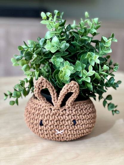 Hand-crocheted Easter Bunny Basket, 100% Cotton