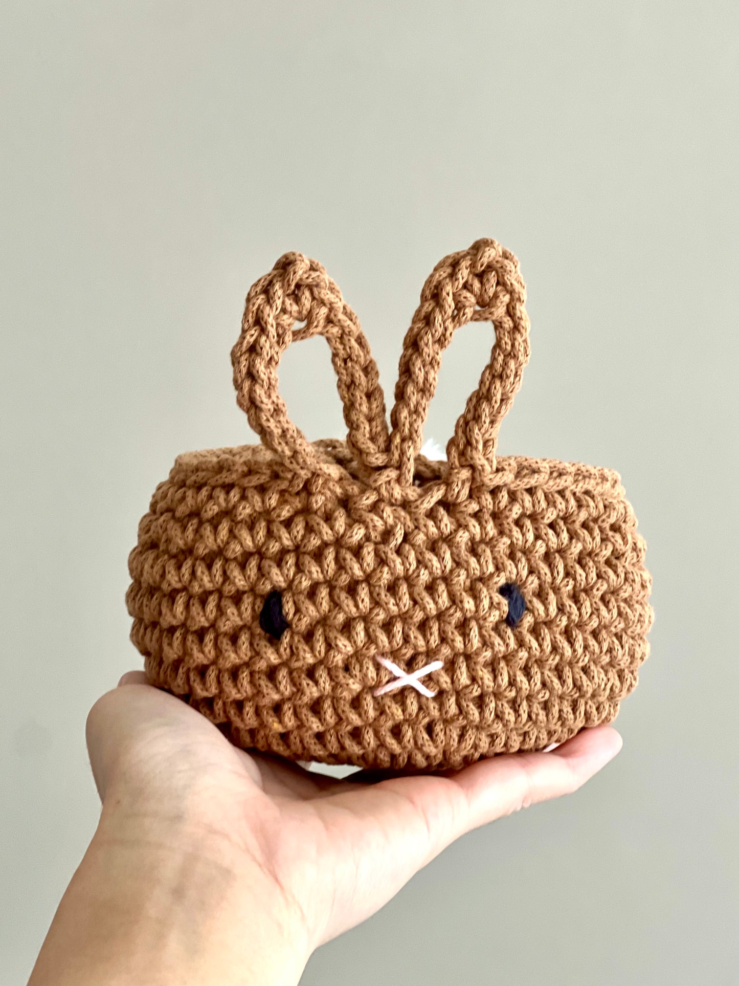 Hand-crocheted Easter Bunny Basket, 100% Cotton