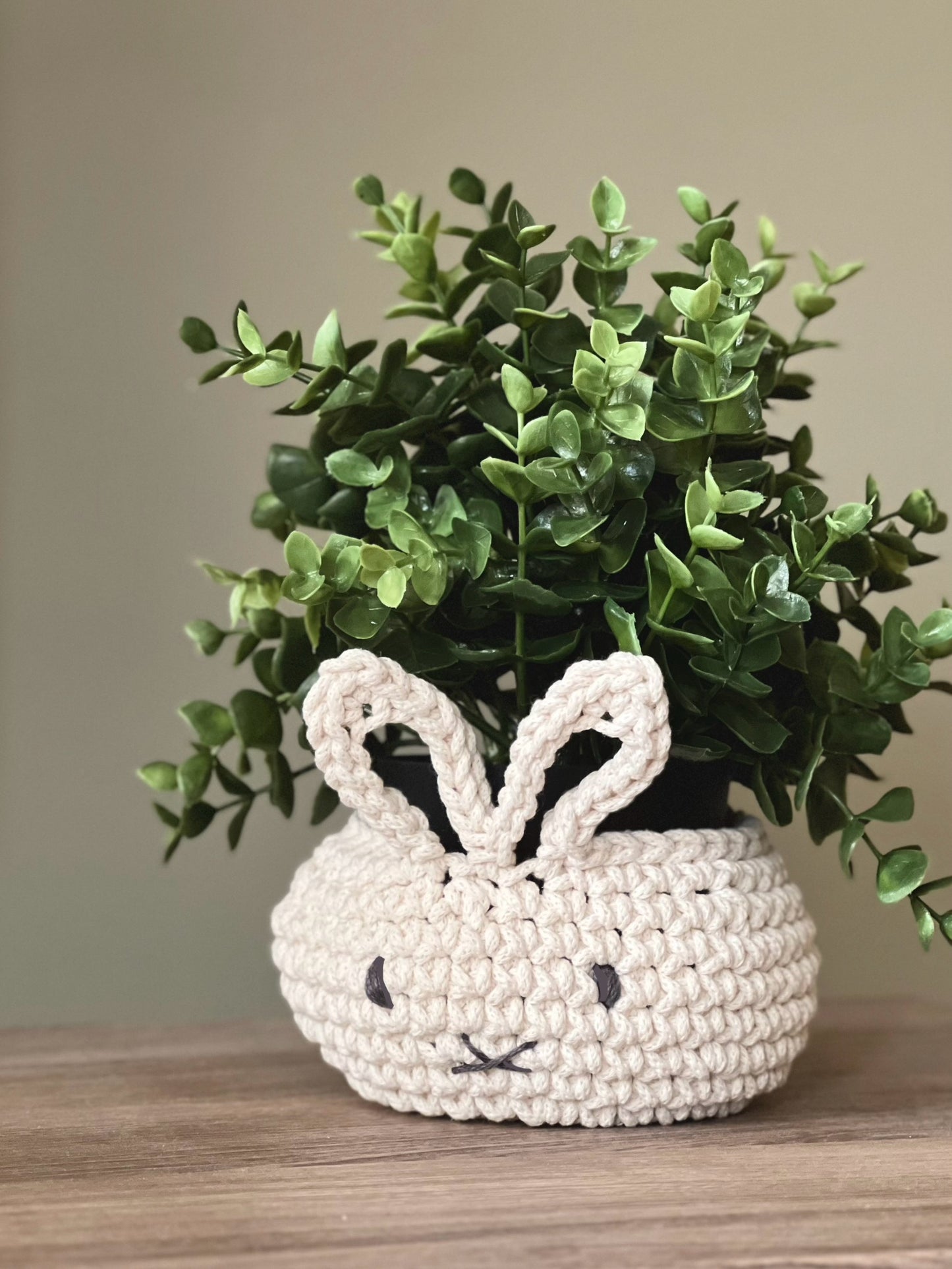 Hand-crocheted Easter Bunny Basket, 100% Cotton