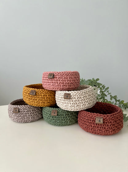 Minimalist Round Basket (5") - Hand-crocheted