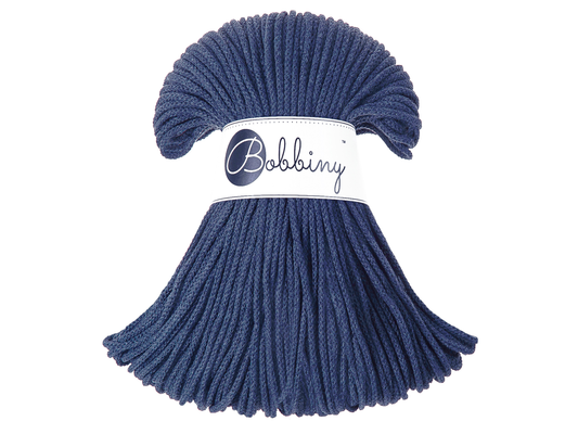 Bobbiny 3mm Braided Cotton Cord (100m/ 108yds) -- JEANS -- Macrame & Crochet