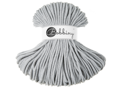Bobbiny 5mm Braided Cotton Cord (100m/ 108yds) -- LIGHT GREY -- Macrame & Crochet