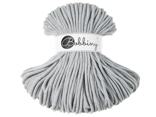 Bobbiny 5mm Braided Cotton Cord (100m/ 108yds) -- LIGHT GREY -- Macrame & Crochet