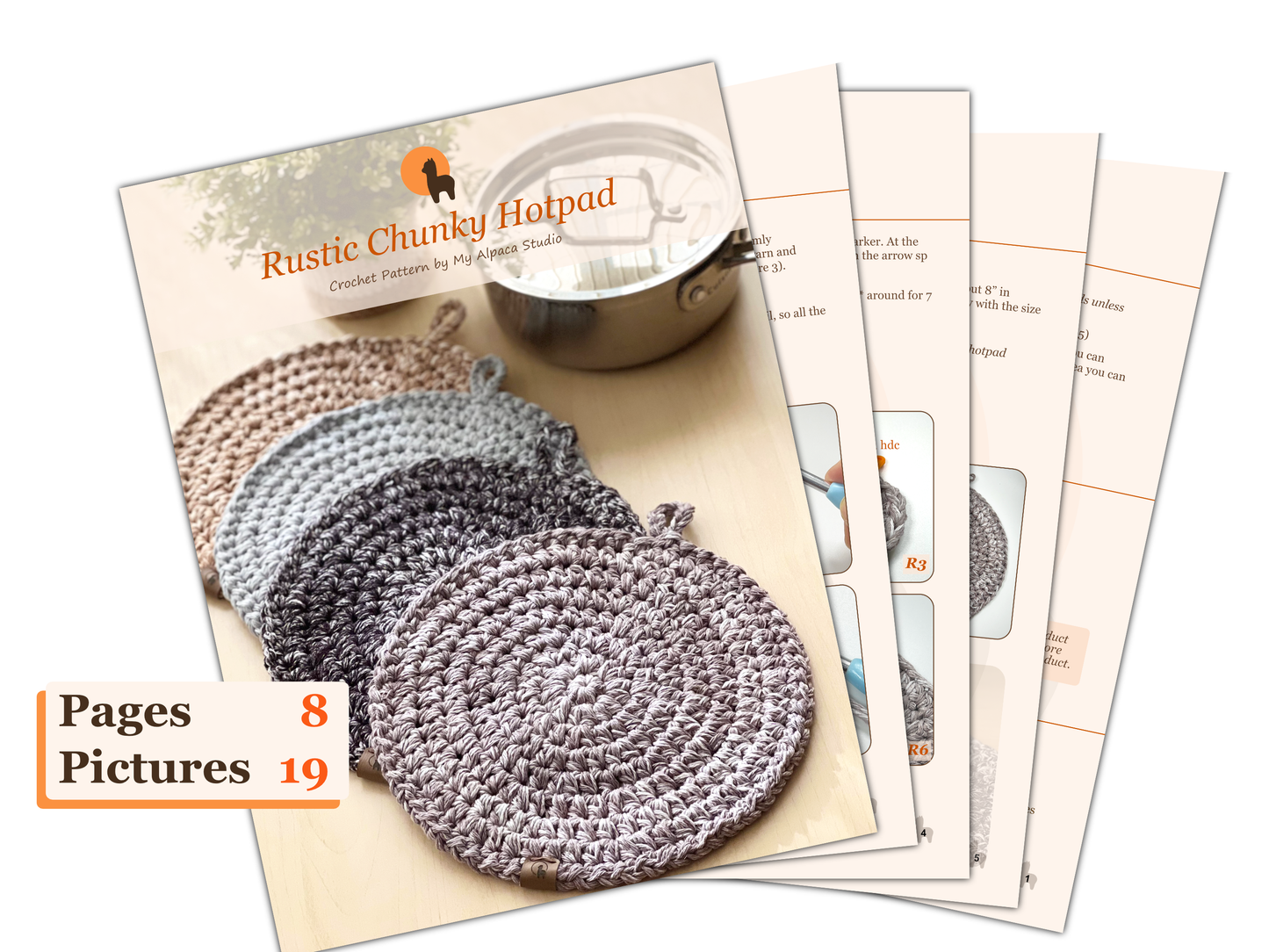 Chunky Rustic Hot Pad Crochet Pattern - Instant Download PDF